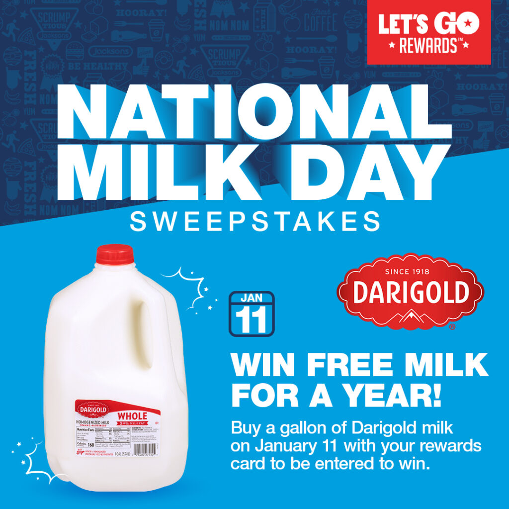 Jacksons Food Stores - Win FREE Darigold Milk for a Year! 2024